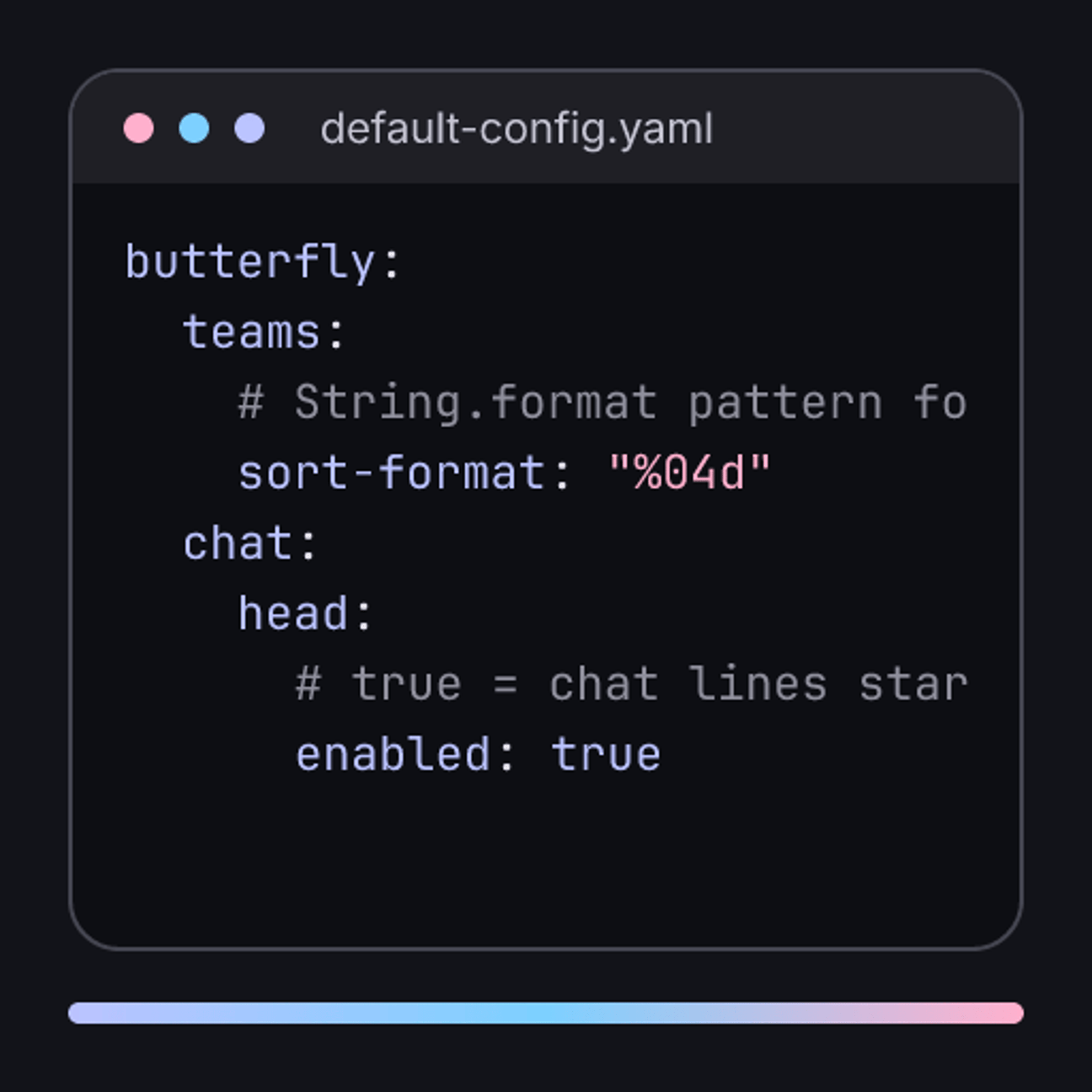 Code excerpt from Butterfly, default-config.yaml: team sorting and chat heads