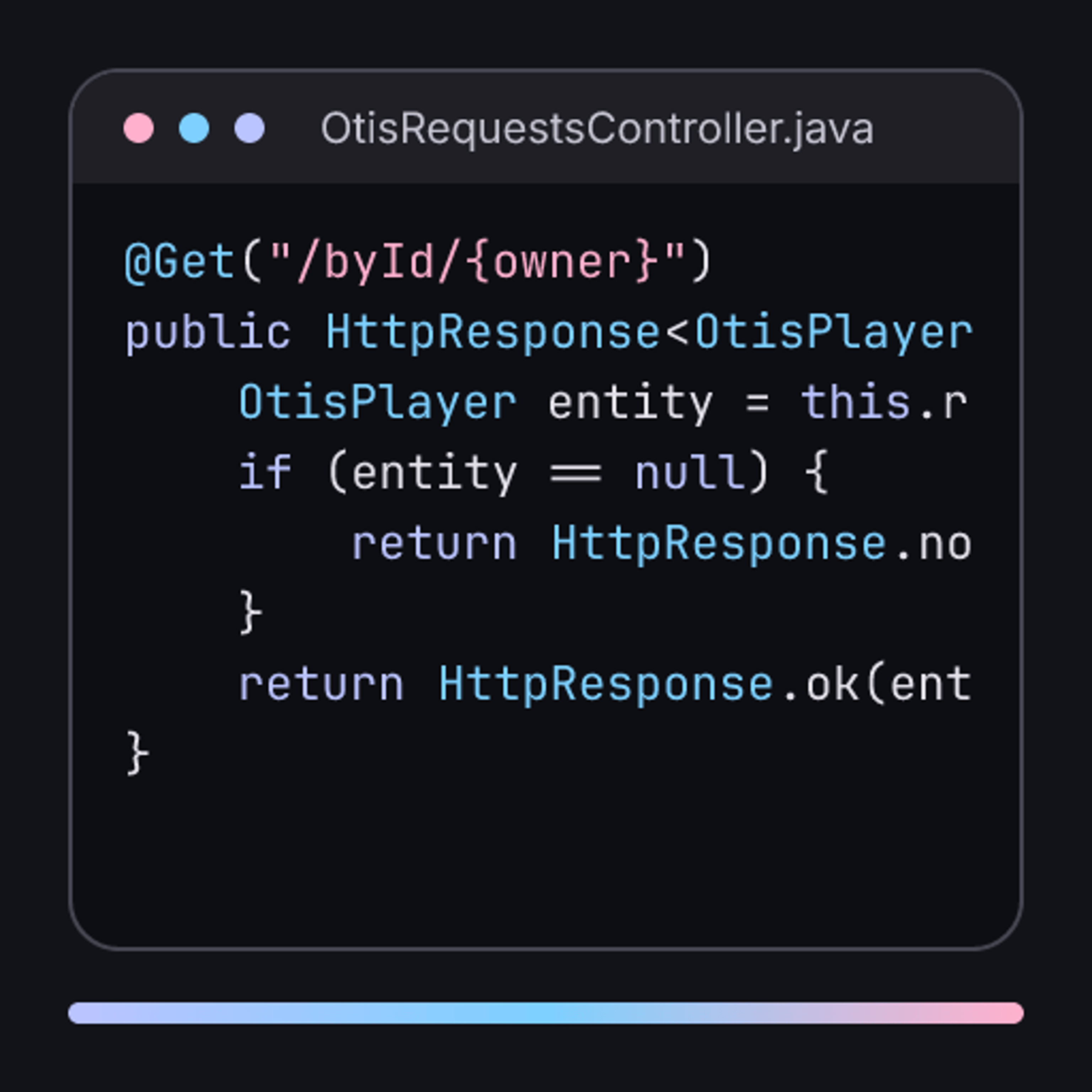 Code excerpt from Otis: the GET /otis/byId route in Java